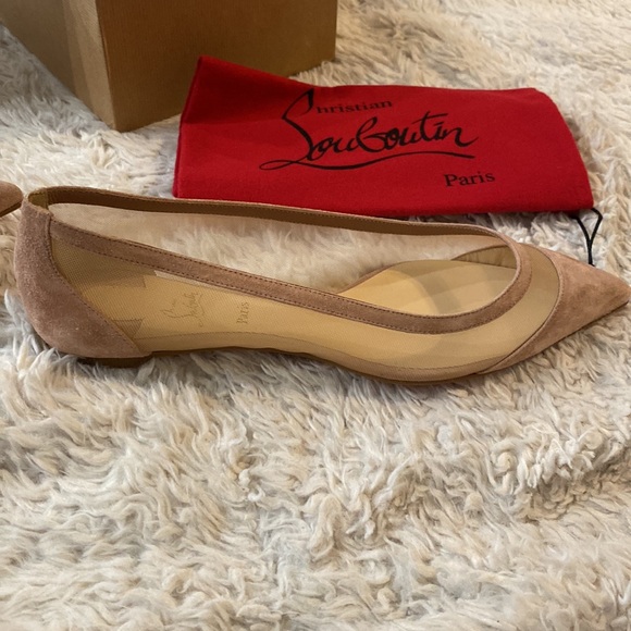 Christian Louboutin Galativi nude mesh pointed toe flat - Picture 5 of 5